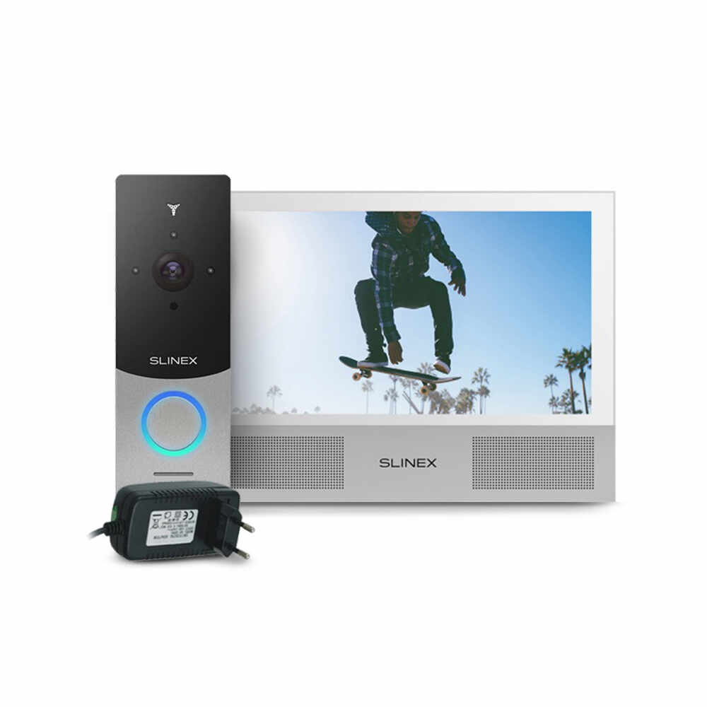 Kit videointerfon WiFi Slinex ML-20IP-SB-SONIK-7-W-PA12/2A, 1 familie, aparent, 7 inch, touchscreen, IR 1 m, HD
