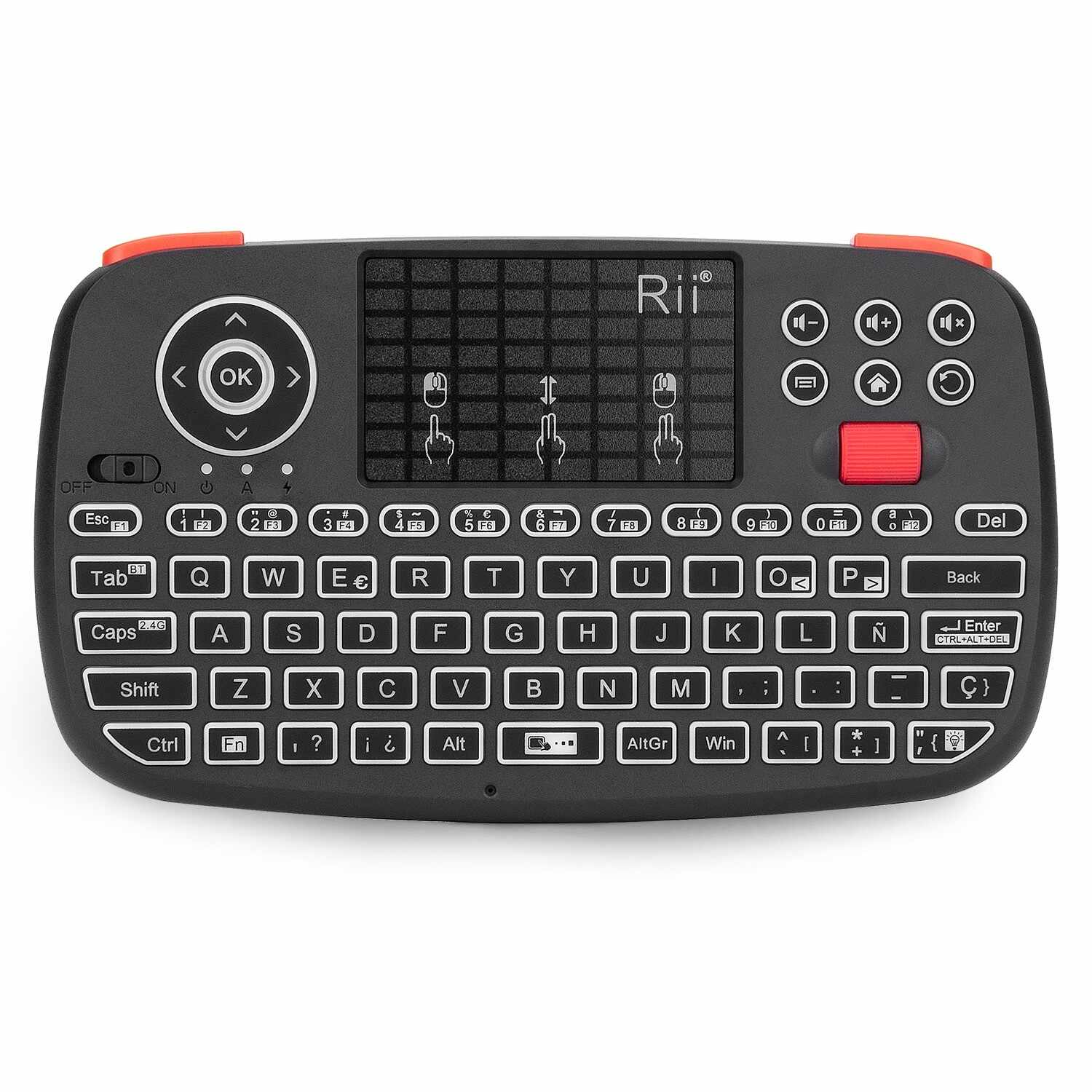 Tastatura Techstar® Rii i4, Dual Mode Wireless + Bluetooth, Scroll, TouchPad, Controller, Iluminata