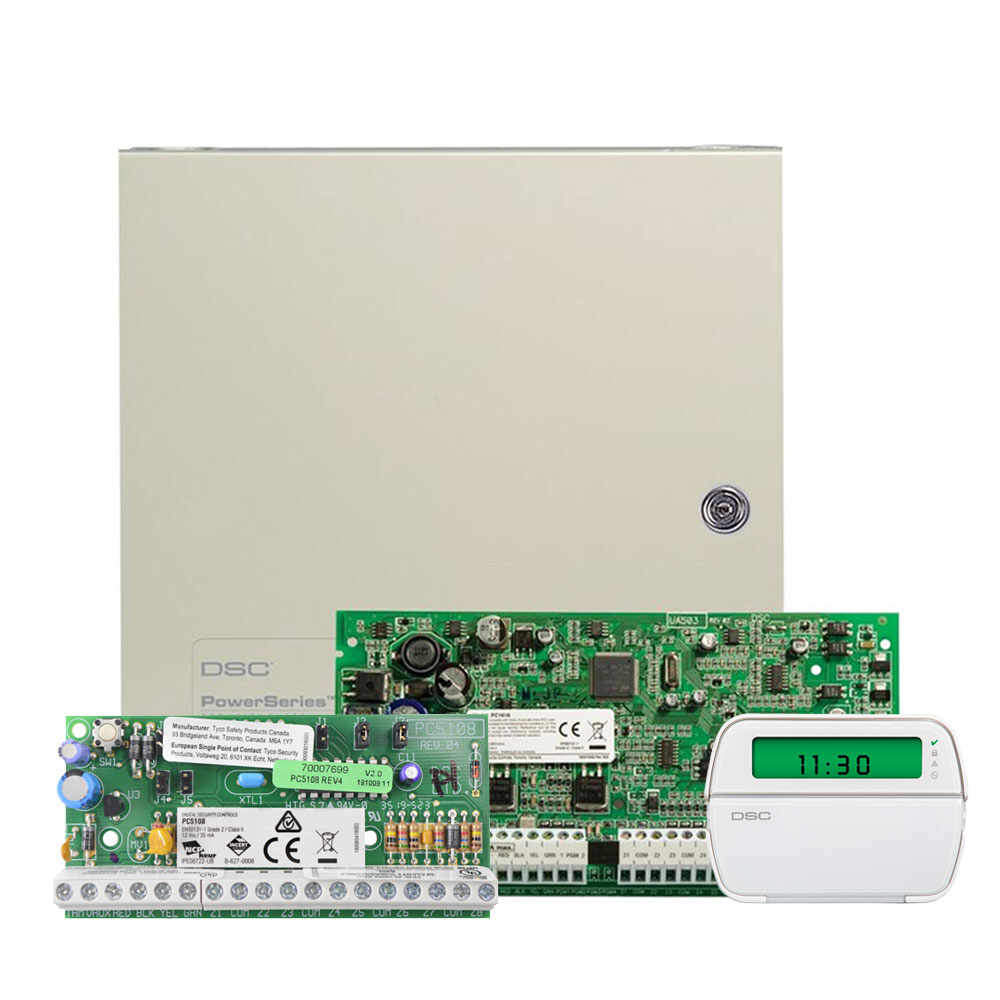 Kit alarma antiefractie DSC Power PC 1616 NK+RFK 5501+PC 5108, 6-16 zone, 32 zone wireless, 48 utilizatori
