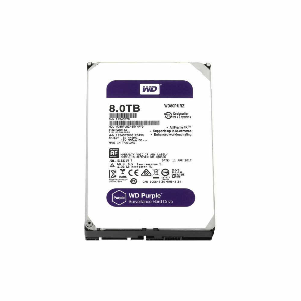 Hard Disk Western Digital Intellpower WD Purple WD80PURZ, 8TB, 128MB, 5400RPM