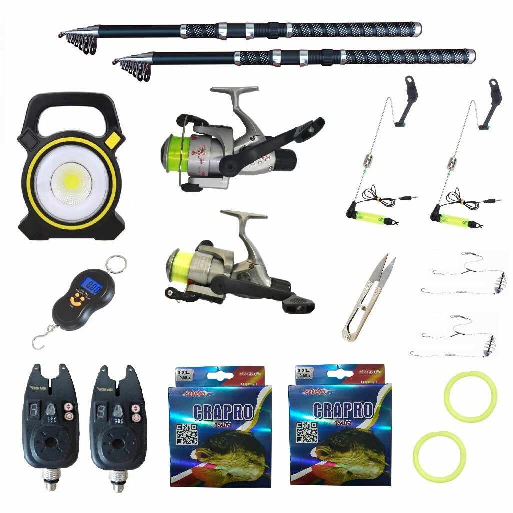 Pachet pescuit sportiv cu 2 lansete 2.7m Ultra Carp, 2 mulinete, proiector si accesorii
