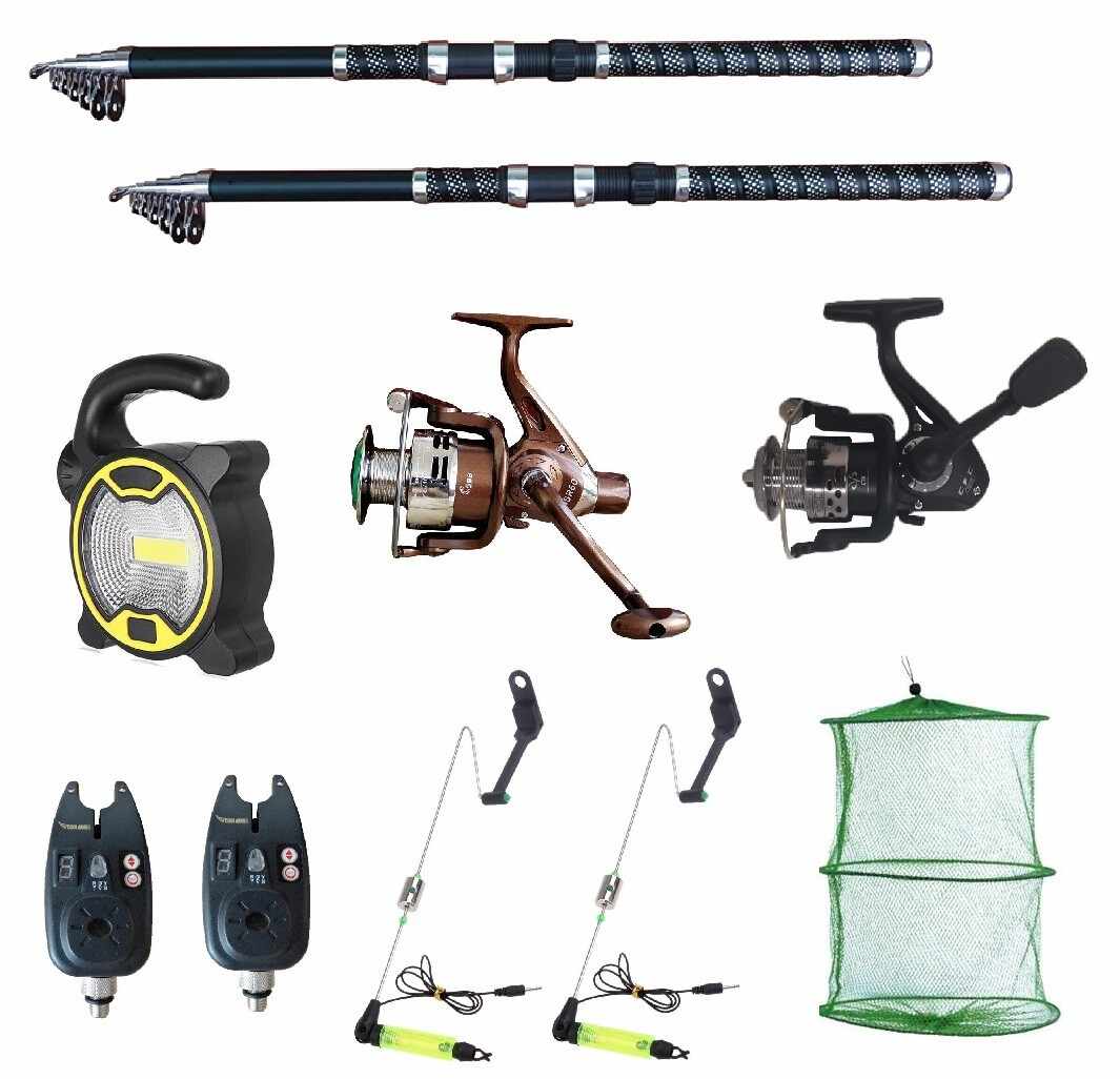 Set pescuit sportiv 2 lansete Ultra Carp 3m, proiector solar, 2 mulinete, 2 senzori cool angel, swingeri si ju