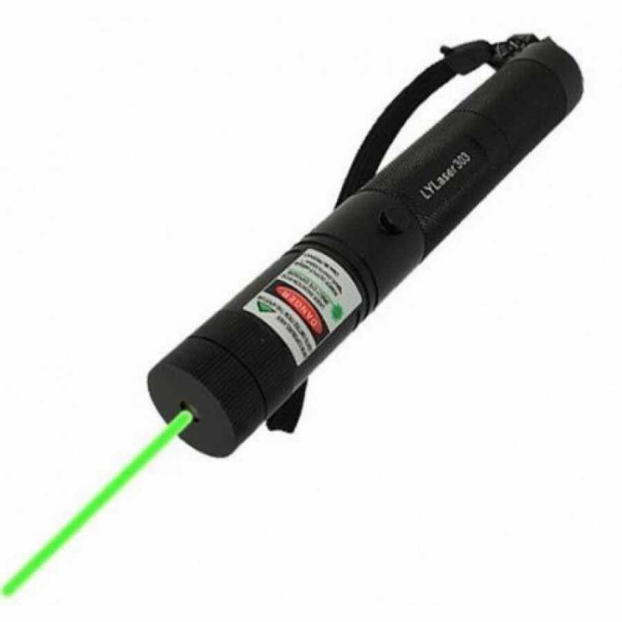 Laser puternic 3D verde . Raza de lumina 10 km