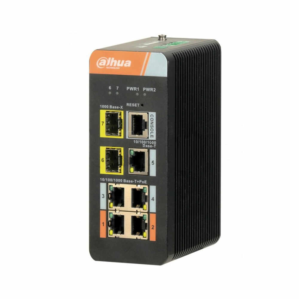 Switch cu 4 Porturi PoE Dahua PFS4207-4GT-DP, 4000 MAC, 14 Gbps, cu management