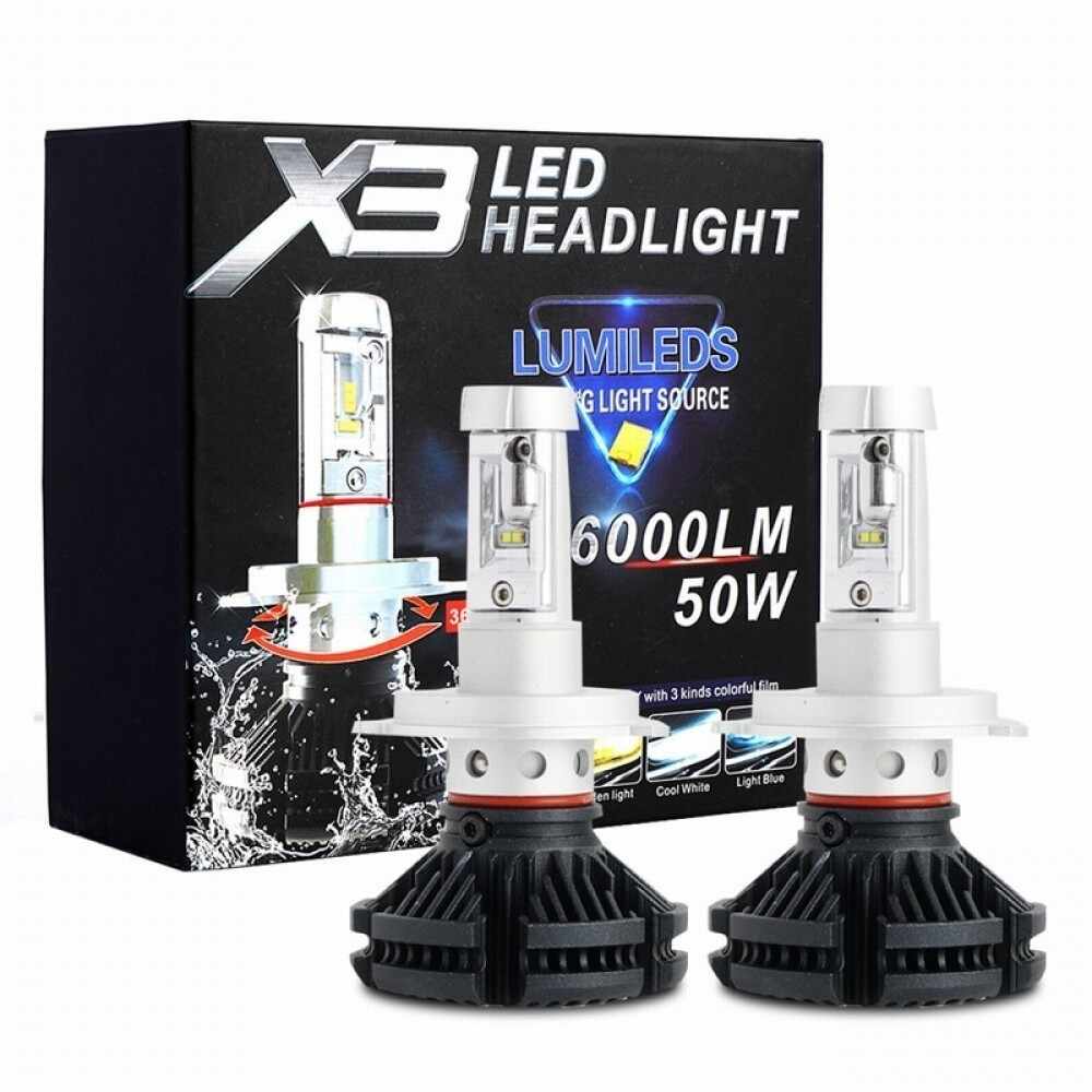 Set 2 becuri LED auto X3, H1 50W, 6000 Lumeni