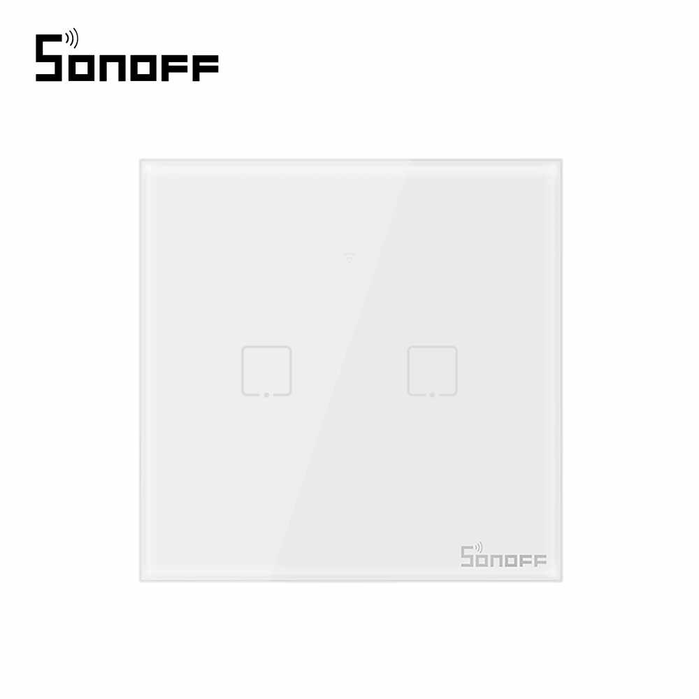 Intrerupator dublu cu touch Sonoff T0EU2C, Wi-Fi, Control de pe telefonul mobil