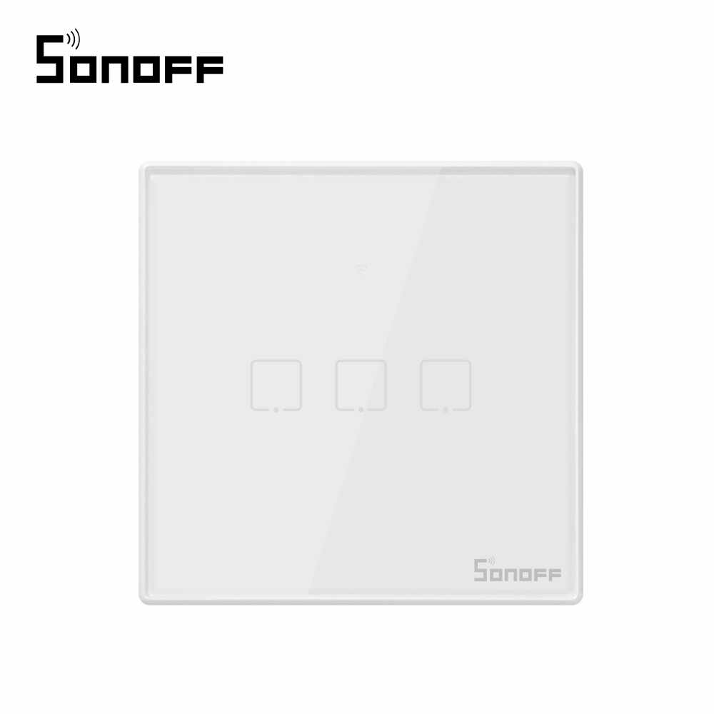 Intrerupator triplu cu touch Sonoff T2EU3C, Wi-Fi + RF, Control de pe telefonul mobil