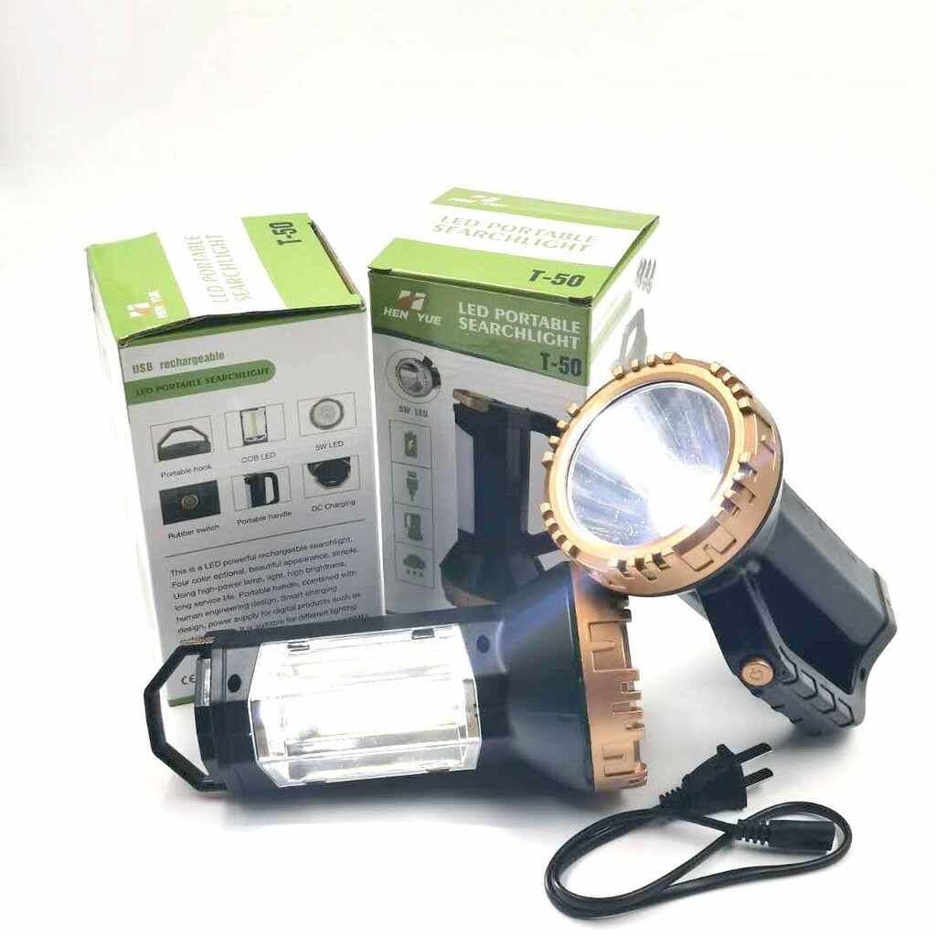 Lanterna Profesionala LED 5W + COB LED, slot USB, 220V T50+cadou