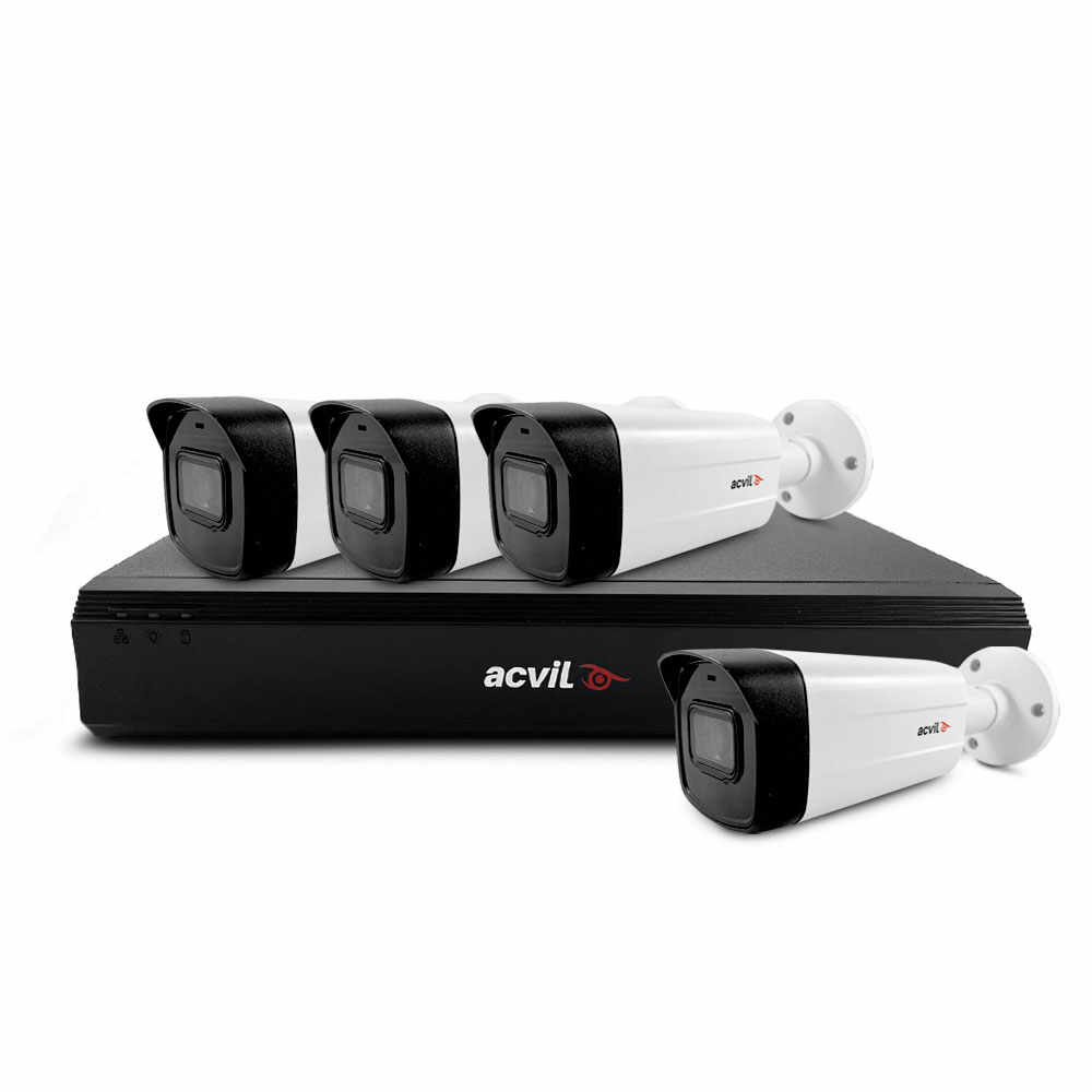 Sistem supraveghere exterior basic Acvil Pro ACV-B4EXT80-4K, 4 camere, 4K, IR 80 m, 3.6 mm