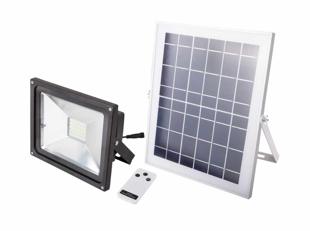 Proiector LED cu Incarcare Solara si Telecomanda Putere 12W (Set)