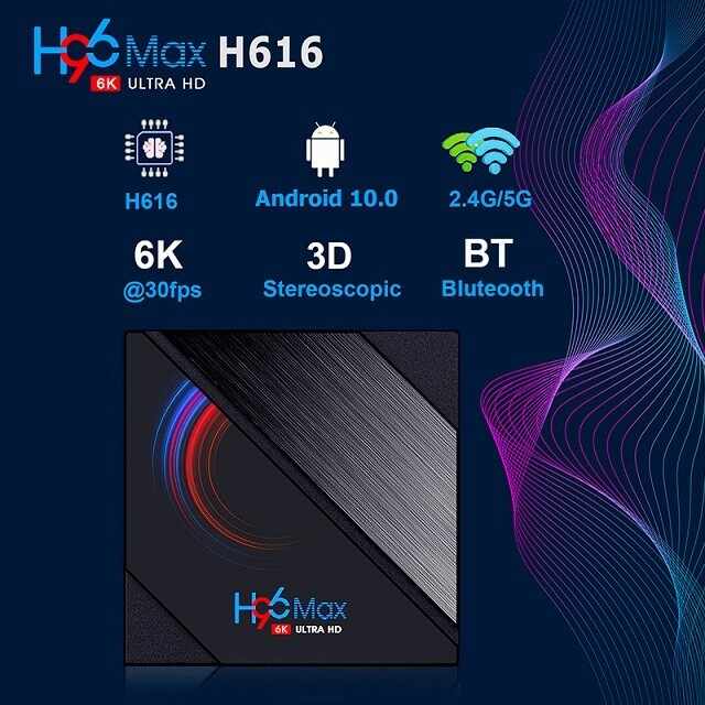 Media player TV Box H96 Max H616 Android 10, 4GB RAM, 32GB ROM Mini PC 6K Netflix HBO