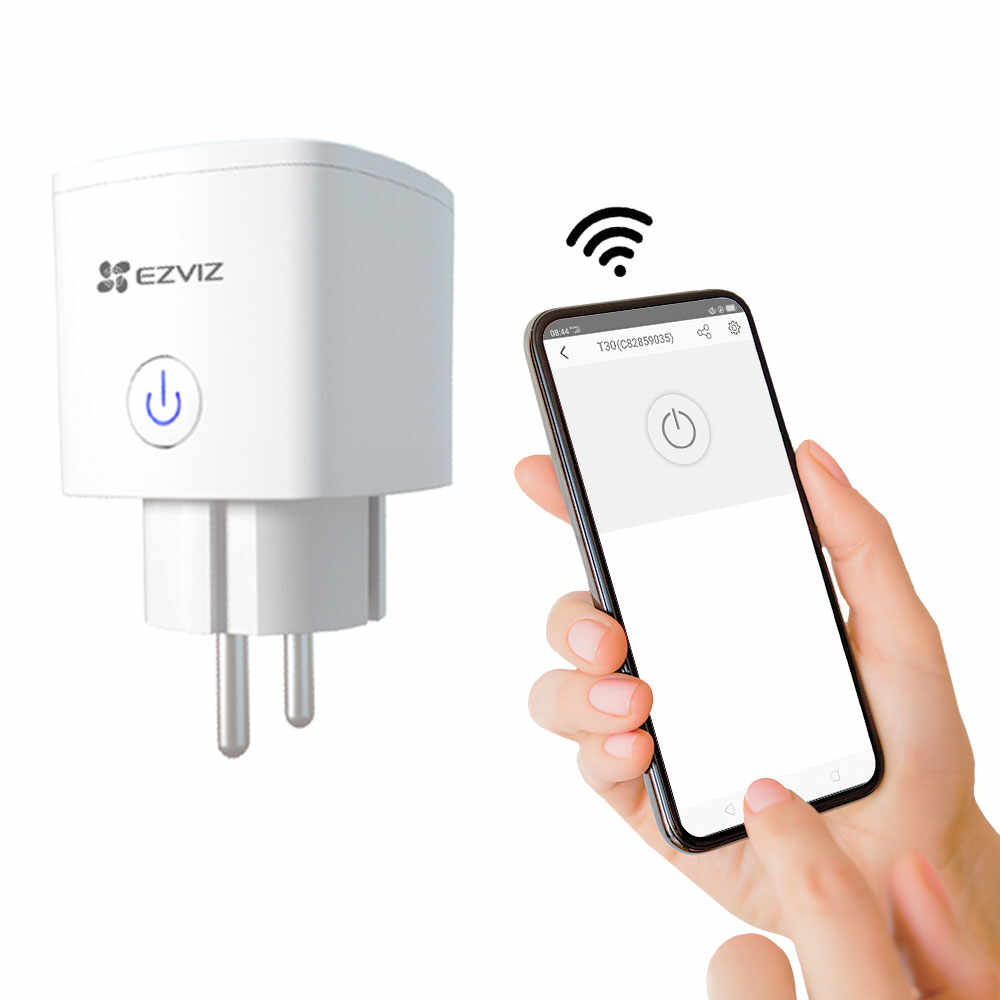 Priza smart WiFi EZVIZ CS-T30-10A-EU, 2.4 GHz, 2300 W, control de pe telefon