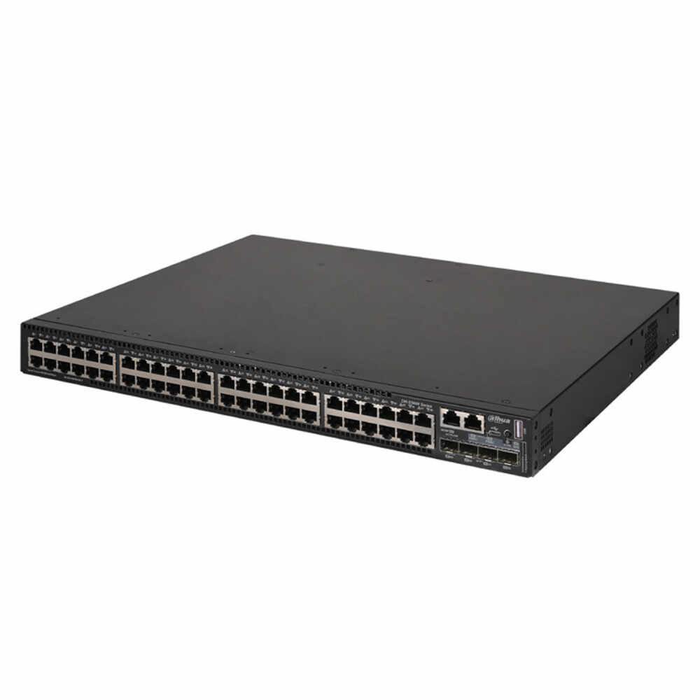 Switch cu 54 porturi Dahua S5600-48GT4XF, 16000 MAC, 598 Gbps, cu management