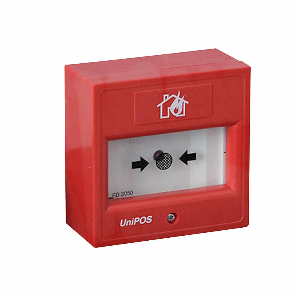 Buton de incendiu conventional UniPOS FD3050-RE, element elastic, LED, aparent