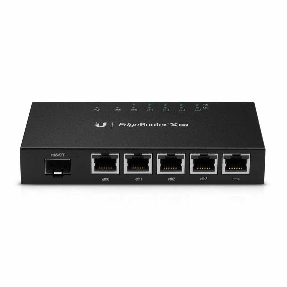 Router wireless cu 5 porturi Gigabit Ubiquiti ER-X-SFP, 1 port SFP, PoE pasiv