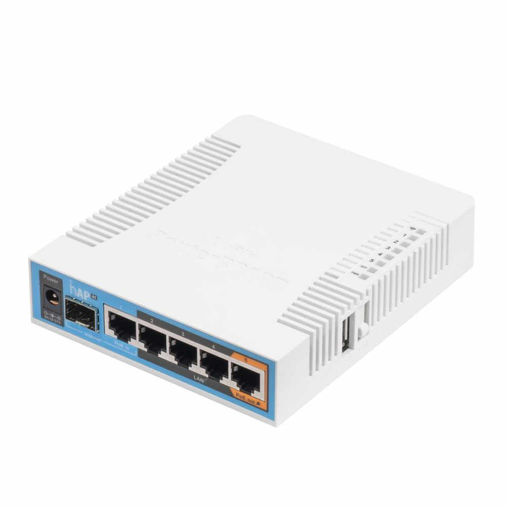 Router wireless dual band MikroTik hAP ac RB962UIGS-5HACT2HNT, 2.4/5 GHz, 300/1300 Mbps, 5x10/100/1000 Mbps, port SFP, PoE pasiv