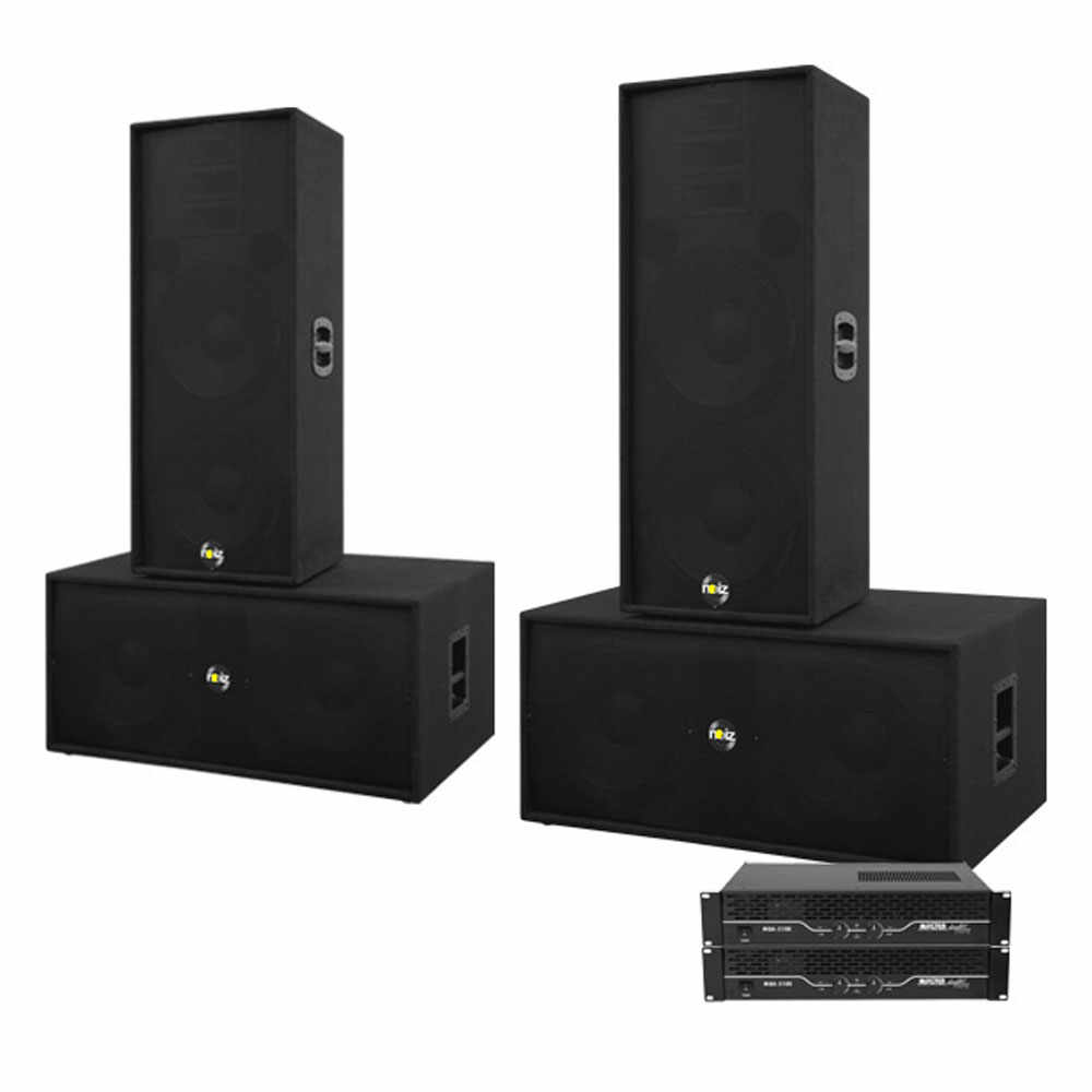 Sistem boxe sonorizare Noiz Bass-Line Complet 906034-1, 2000 W RMS, 15 inch, plug and play