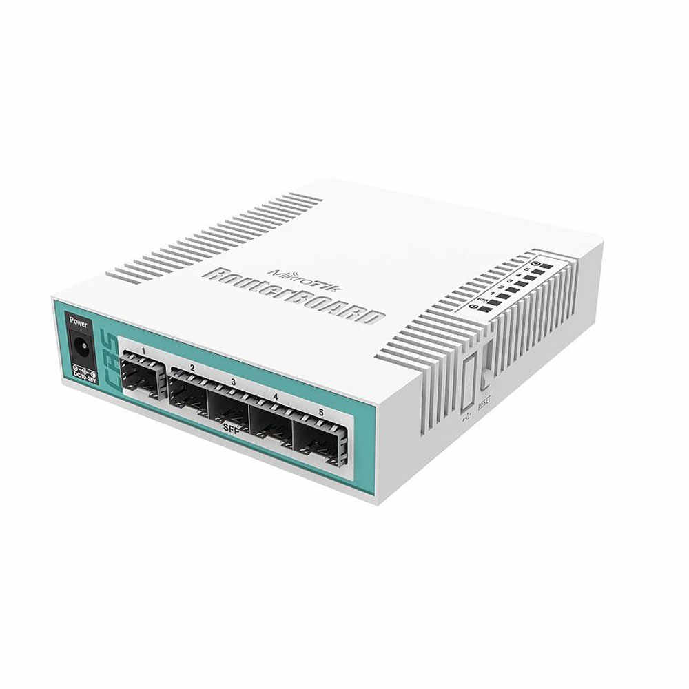 Switch cu 5 porturi SFP Gigabit MikroTik Cloud Router CRS106-1C-5S, 1 port Ethernet/SFP, fara management, PoE pasiv