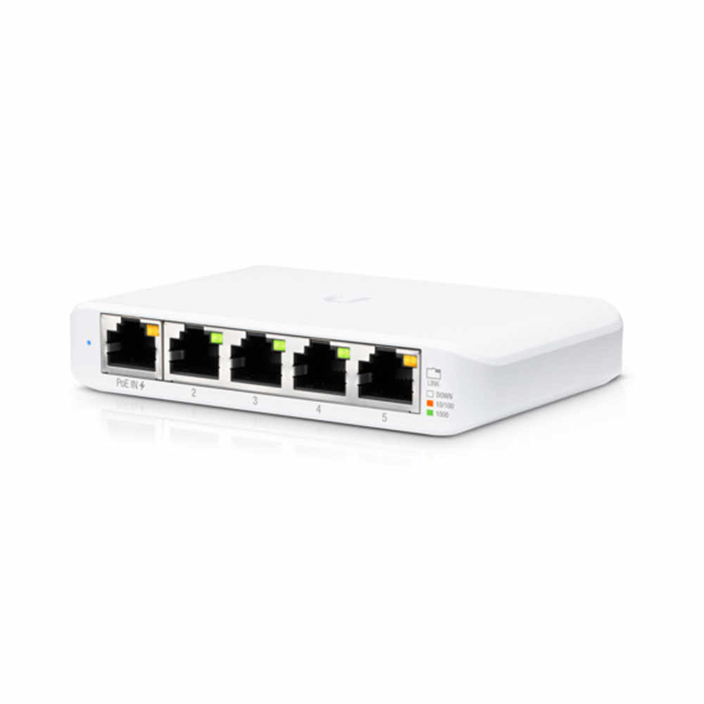 Switch cu 5 porturi UniFi USW-FLEX-MINI, 10 Gbps, 7.44 Mpps, cu management, PoE