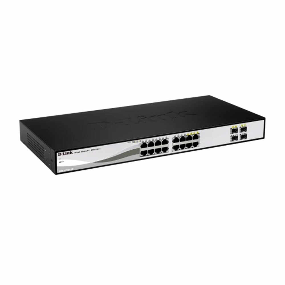 Switch cu 16 porturi D-Link DGS-1210-16, 4 porturi SFP, 32 Gbps, 29.8 Mpps, 8.000 MAC, 1U, cu management