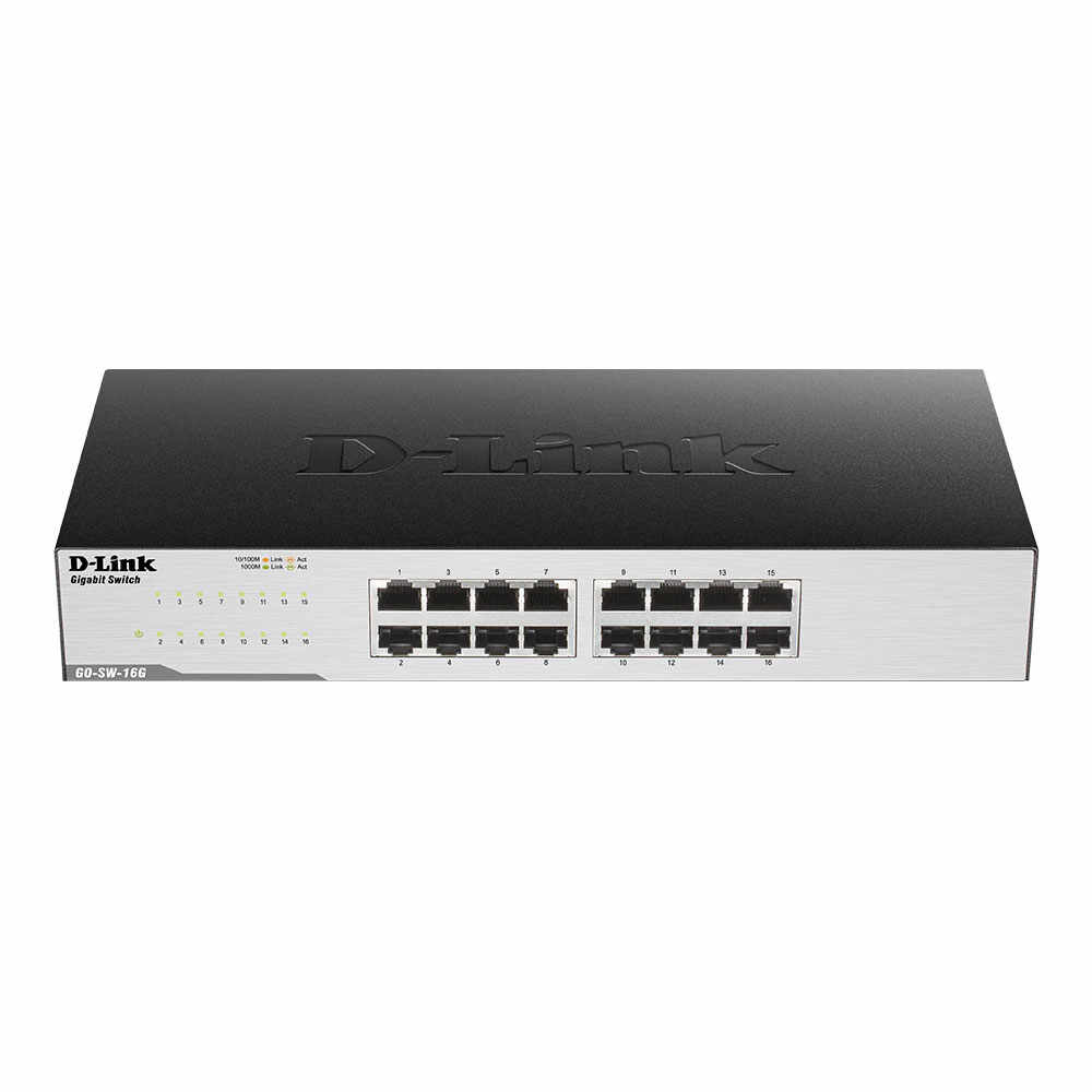 Switch cu 16 porturi D-Link GO-SW-16G, 32 Gbps, 23.81 Mpps, 8.000 MAC, fara management