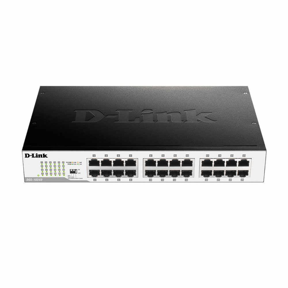 Switch cu 24 porturi D-Link DGS-1024D, 48 Gbps, 35.71 Mpps, 8.000 MAC, 1U, fara management