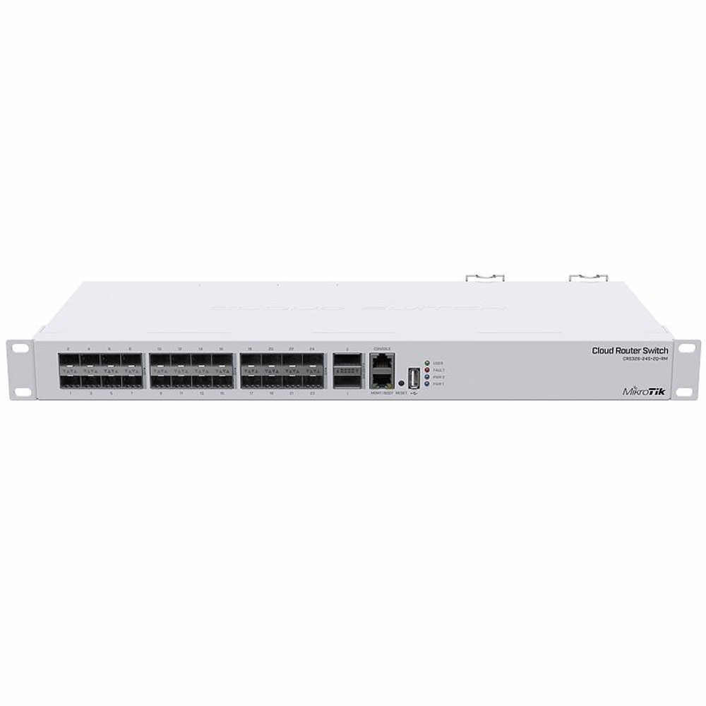 Switch cu 24 porturi SFP+ 10G MikroTik Cloud Router CRS326-24S+2Q+RM, cu management, 2 porturi SFP+ 40G, dual boot