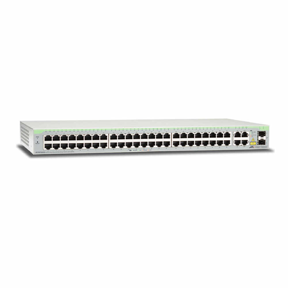 Switch cu 48 porturi Allied Telesis AT-FS750/52-50, 17.6 Gbps, 13.1 Mpps, 16.000 MAC, 2 porturi SFP combo, 1U, cu management
