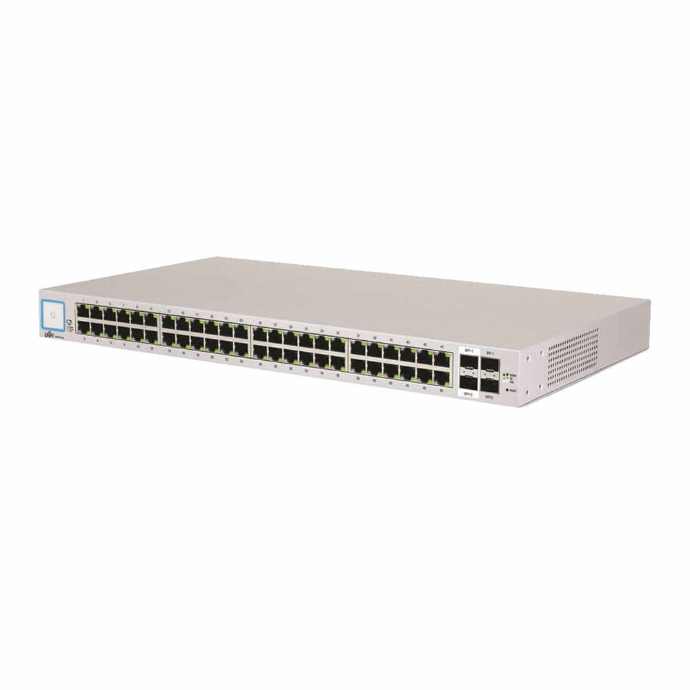 Switch cu 48 porturi Ubiquiti UniFi US-48-500W, 140 Gbps, 2 porturi SFP, 2 porturi SFP+, 1U, PoE, cu management