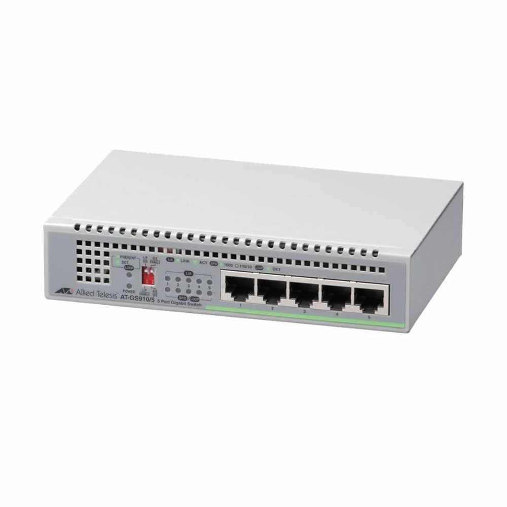 Switch cu 5 porturi Allied Telesis AT-GS910/5-50, 10 Gbps, 7.4 Mpps, 2.000 MAC, fara management