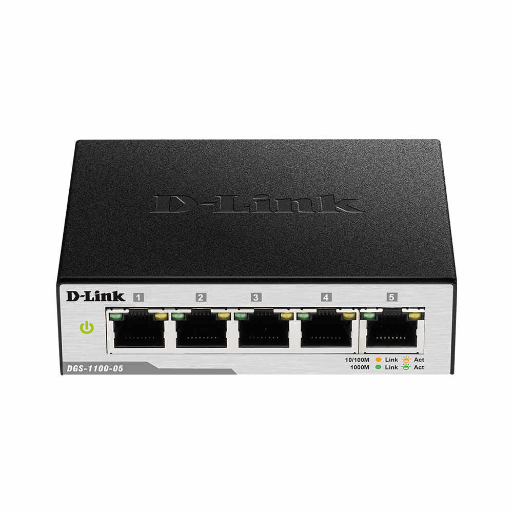 Switch cu 5 porturi D-Link DGS-1100-05, 10 Gbps, 7.4 Mpps, 2.048 MAC, cu management