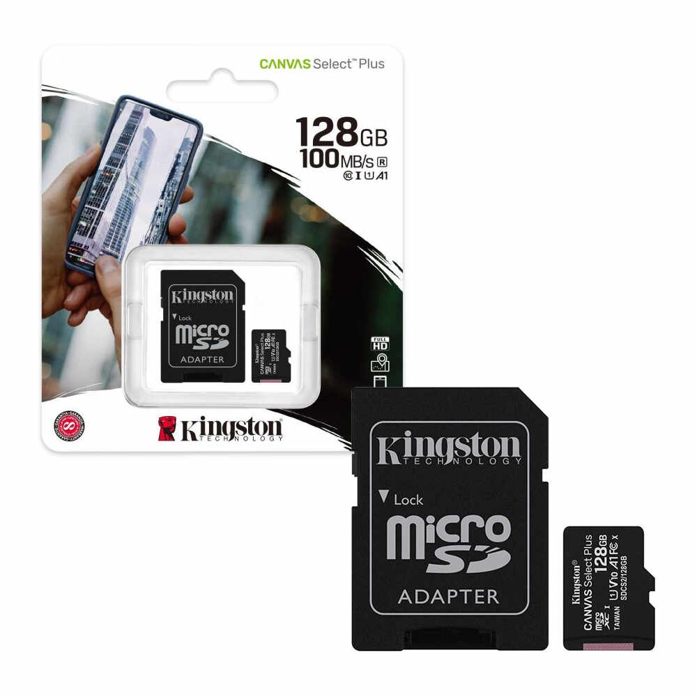 Card de memorie Kingston Canvas Select Plus Micro-SDXC 128GB, clasa 10, A1