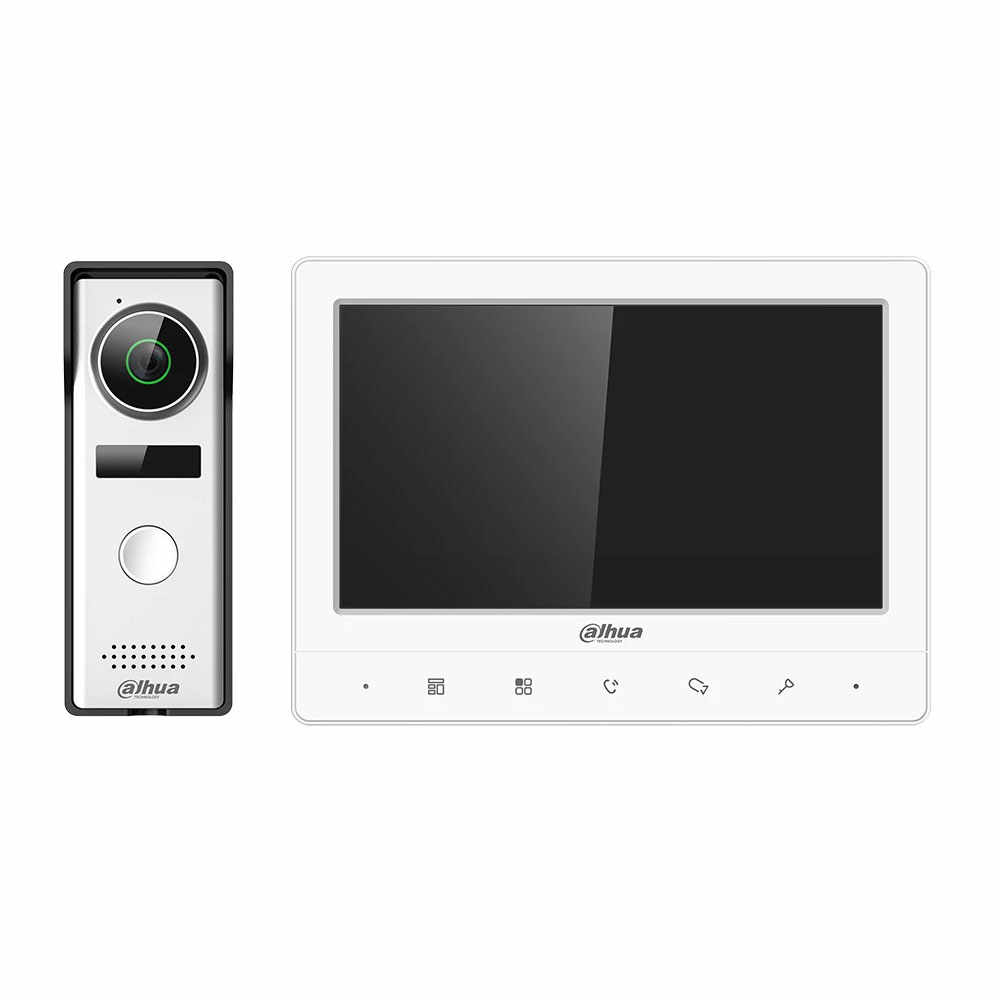 Kit videointerfon Dahua KTA02, 1.3 MP, 1 familie, auto IR, aparent, 7 inch