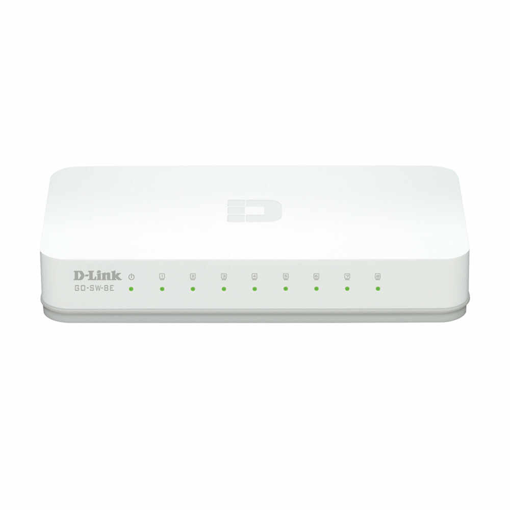 Switch cu 8 porturi D-Link GO-SW-8E, 1 Gbps, 2.000 MAC, fara management