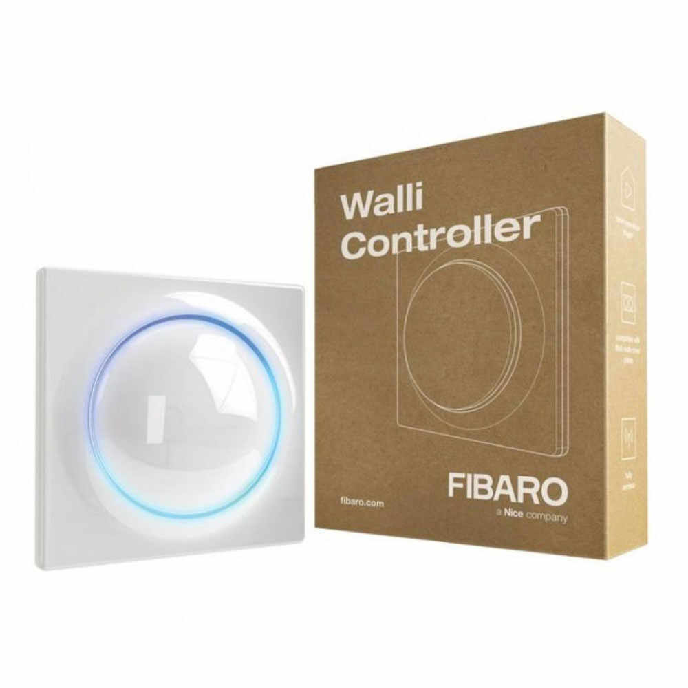 Modul de control smart multifunctional Fibaro Walli Controller FGWCEU-201-1, 2 butoane, Z-Wave Plus, 868/869 MHz, RF 50 m, contor putere/consum, alb