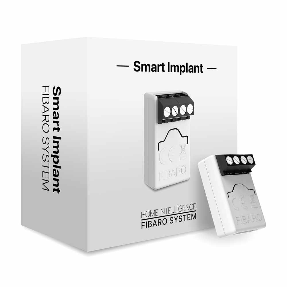 Modul Fibaro Smart Implant FGBS-222 ZW5, Z-Wave Plus, 868/869 MHz, RF 50 m, 3 intrari, 2 iesiri, senzor temperatura