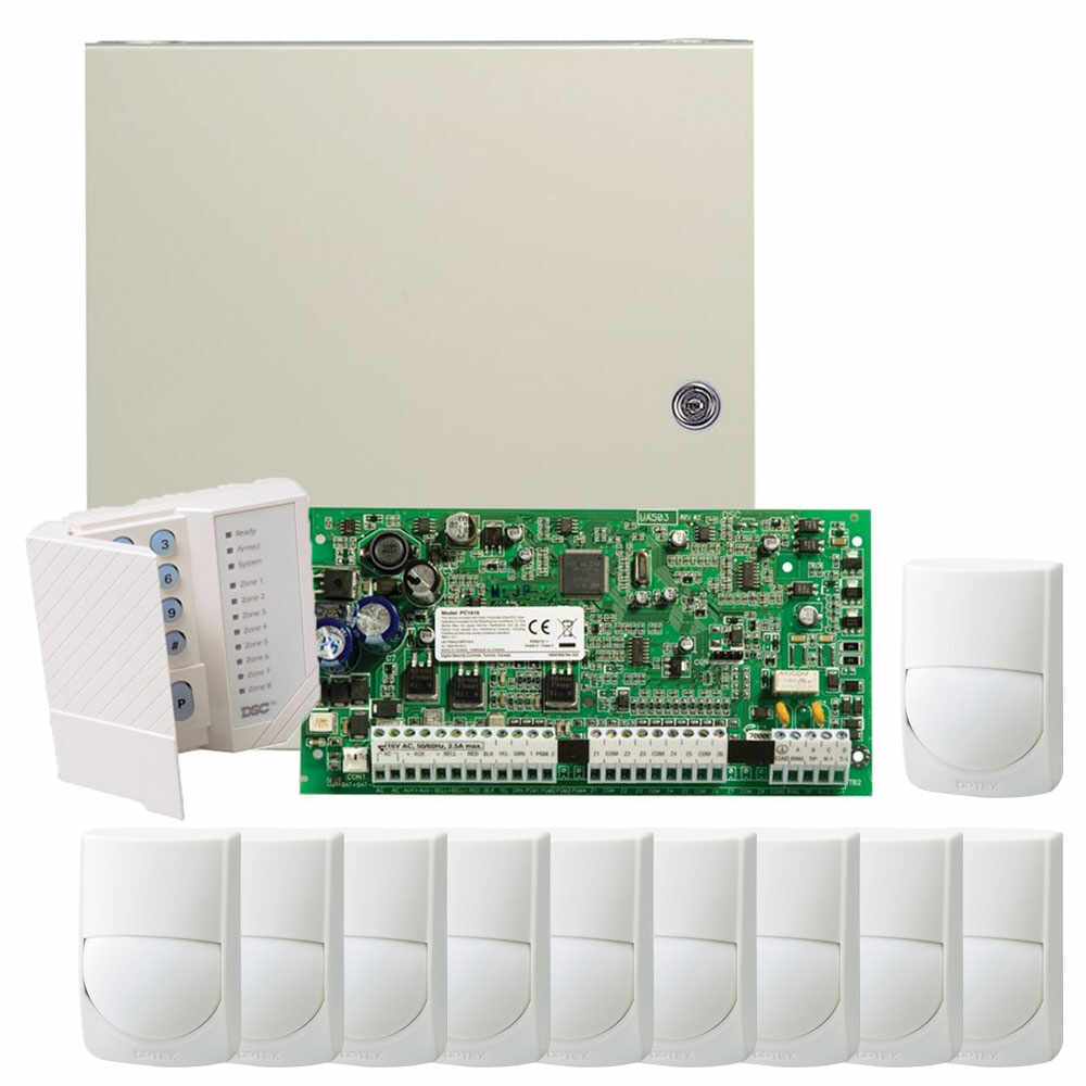 Sistem alarma antiefractie DSC PC1616-10XRXC-ST, 2 partitii, 6 zone, 48 utilizatori, 10 detectori