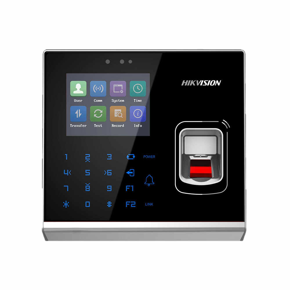 Cititor de proximitate biometric Hikvision HDS-K1T201AEF(O-STD), WiFi, EM, 125 KHz, 100.000 carduri, 5.000 amprente, 300.000 evenimente