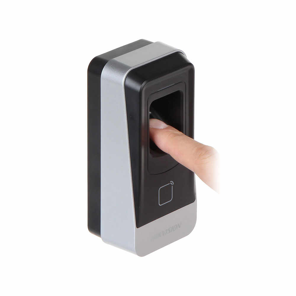 Controler de acces standalone de exterior Hikvision DS-K1201MF, Mifare, card/amprenta, 5.000 amprente