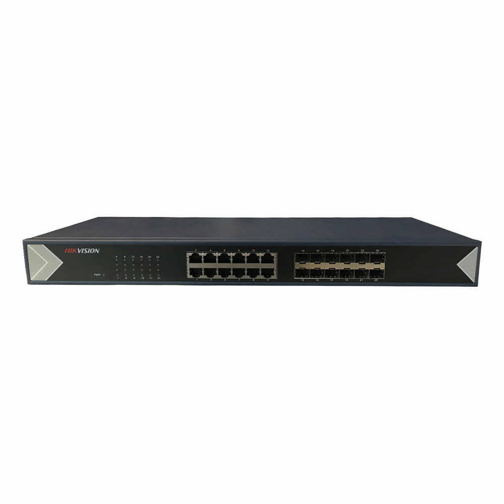 Switch cu 12 porturi Gigabit Hikvision DS-3E0524TF, 12 porturi SFP, 48 Gbps, 35.7 Mpps, 16.000 MAC, PoE, 1U, fara management