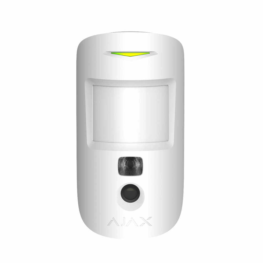 Detector de miscare wireless PIR cu camera Ajax MotionCam WH, 12 m, 88 grade, 640x480p, iluminator IR, pet immunity, 868 MHz, RF 1700 m