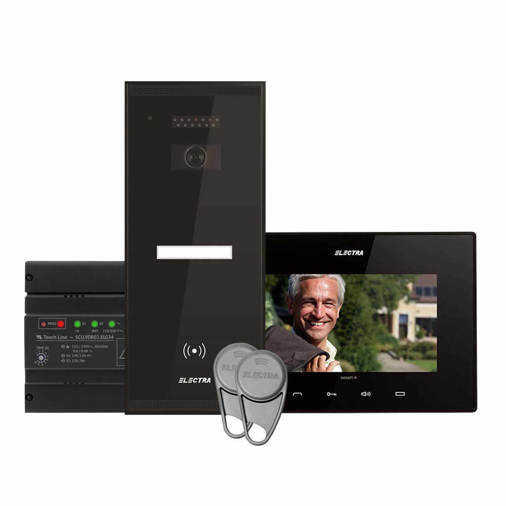 Kit videointerfon Electra Smart VID-ELEC-34, RFID, 1 familie, aparent, 7 inch