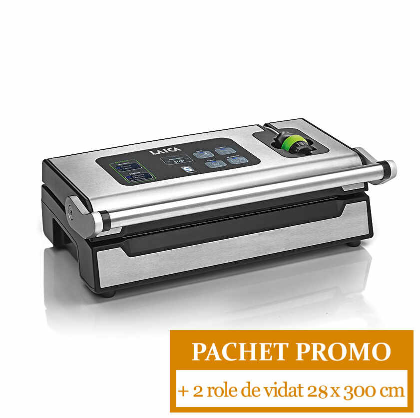 Pachet PROMO: Aparat de ambalare in vid Laica VT3240 XPro + 2 role de vidat 28 x 300 cm