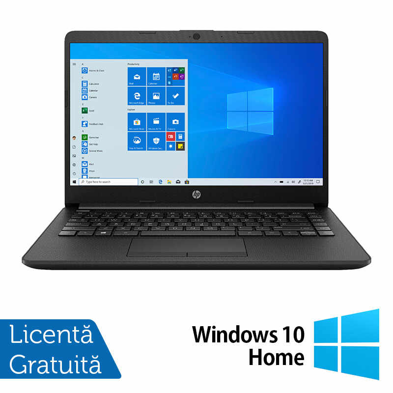 Laptop Nou HP 14-DK1031, AMD Ryzen 3 3250U 2.60GHz, 8GB DDR4, 1TB SATA, Bluetooth, Webcam, 14 Inch, Jet Black + Windows 10 Home