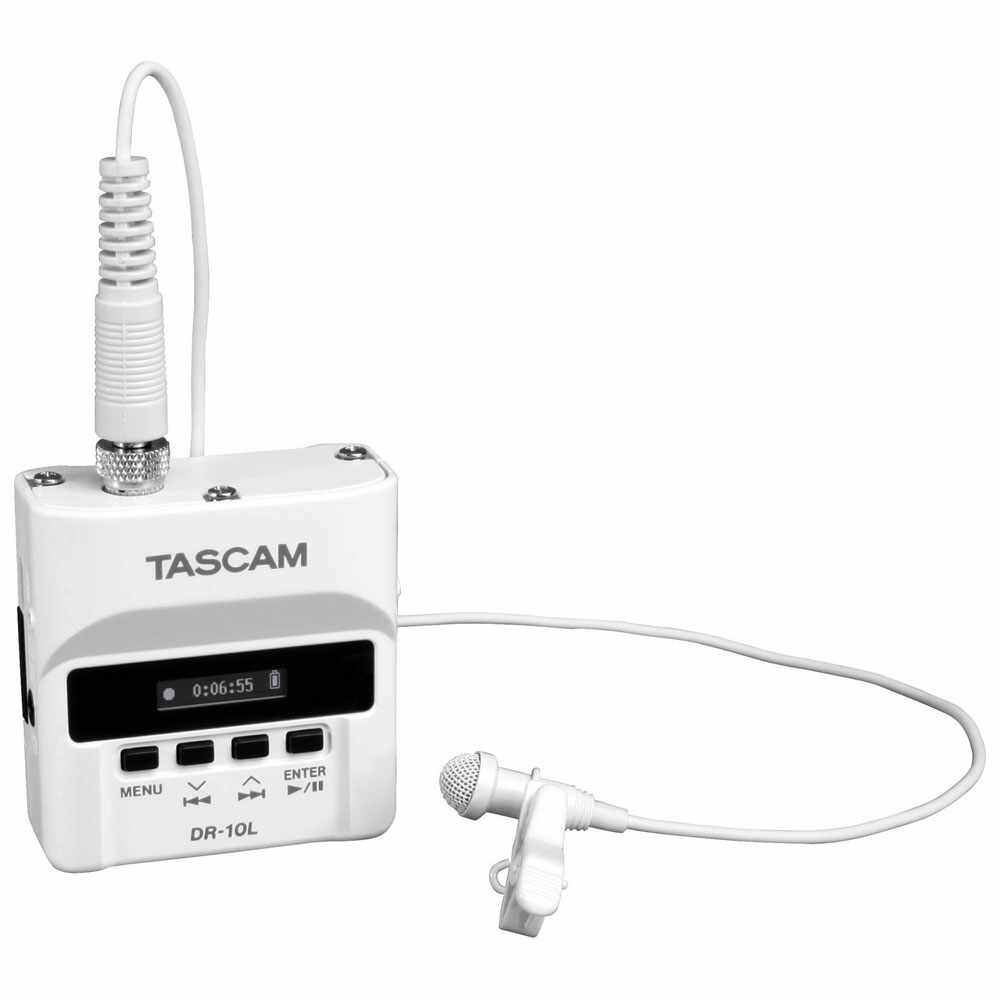 Reportofon digital cu microfon lavaliera Tascam DR-10LW, 32 GB, 15 ore, alb