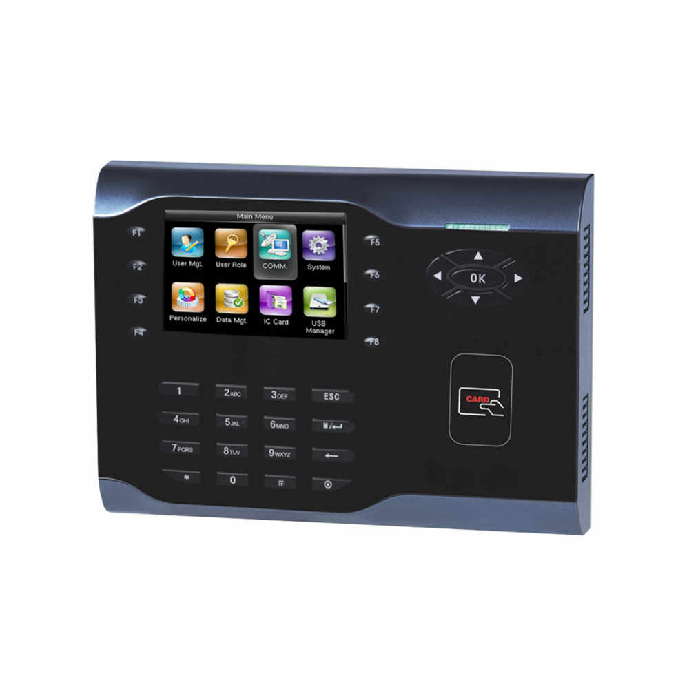 Controler de acces IP ZKTeco TA-ICLOCK-S500ZMM-12, RFID, ecran 3.5 inch, parola, 30.000 carduri, 200.000 evenimente