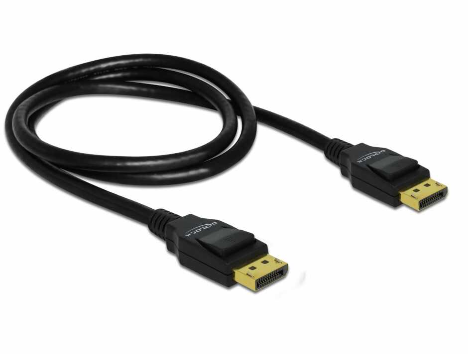 Cablu DisplayPort v1.2 4K T-T ecranat 1m negru, Delock 82423