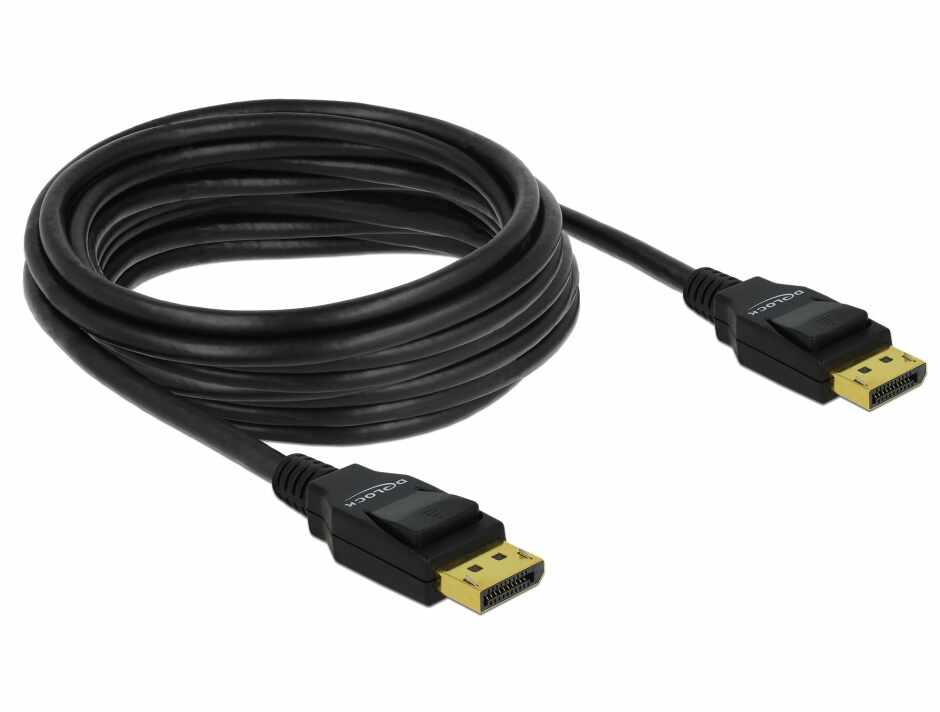 Cablu DisplayPort v1.2 4K T-T ecranat 5m Negru, Delock 82425