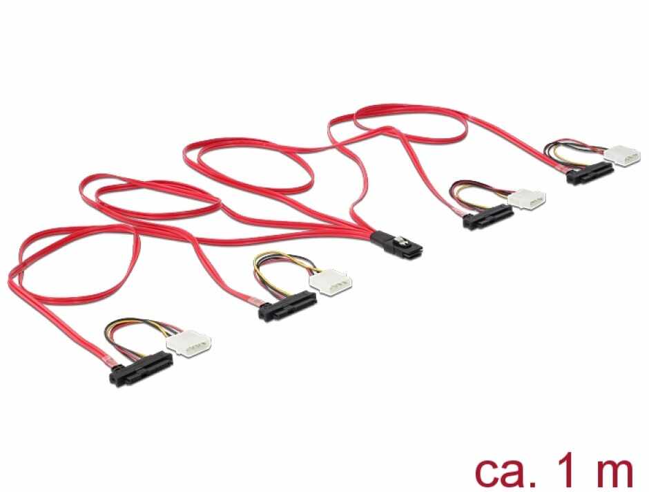Cablu mini SAS 36 pini SFF 8087 la 4 x SAS 29 pini SFF8482 1m, Delock 83146
