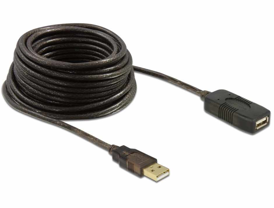 Cablu prelungitor activ USB 2.0 tip A T-M 10m, Delock 82446